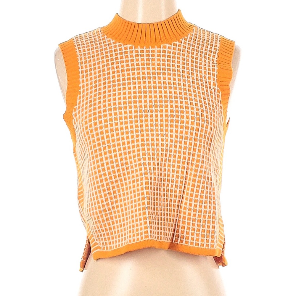Club Monaco Orange Checkered Sweater Vest